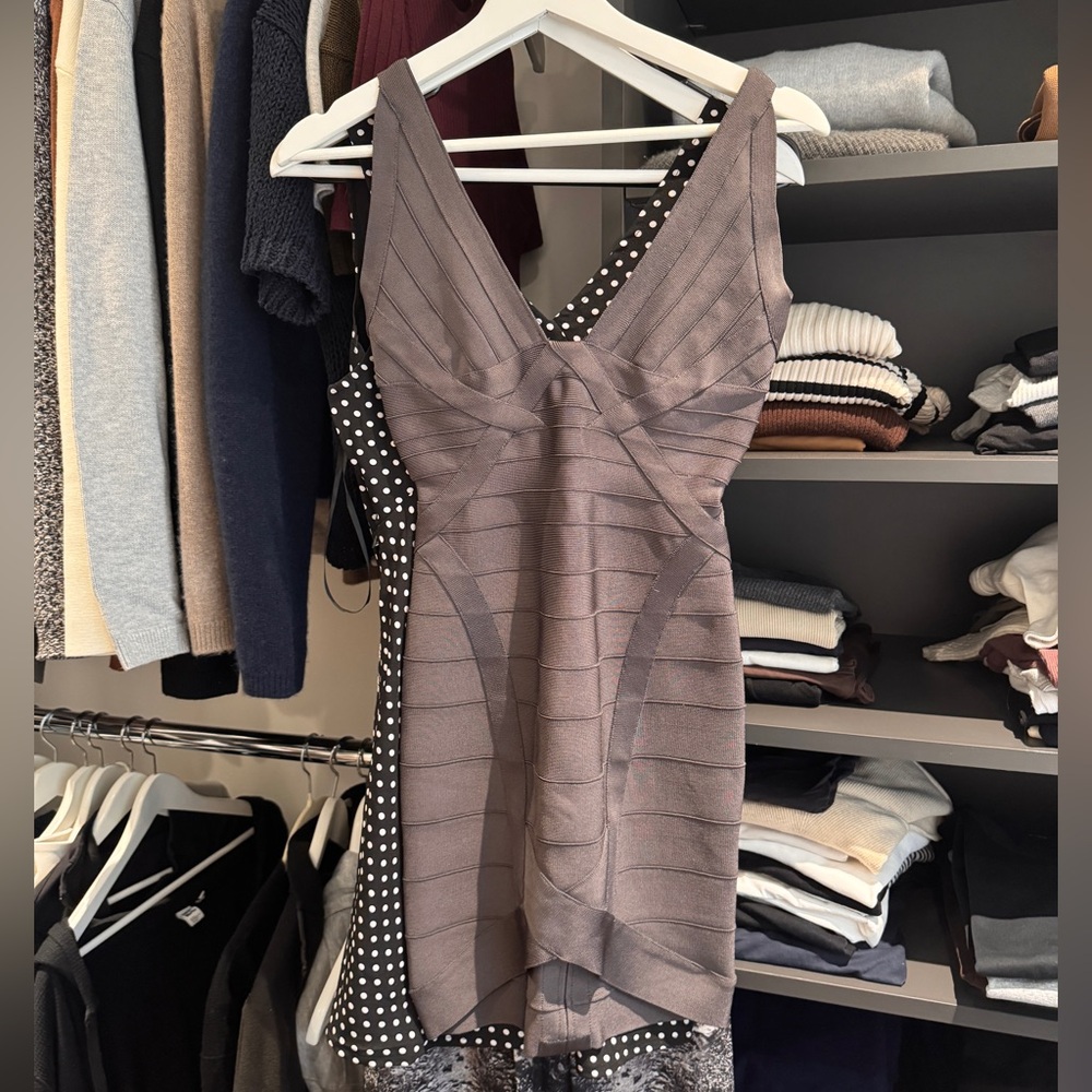 Herve Leger Taupe Mini Dress